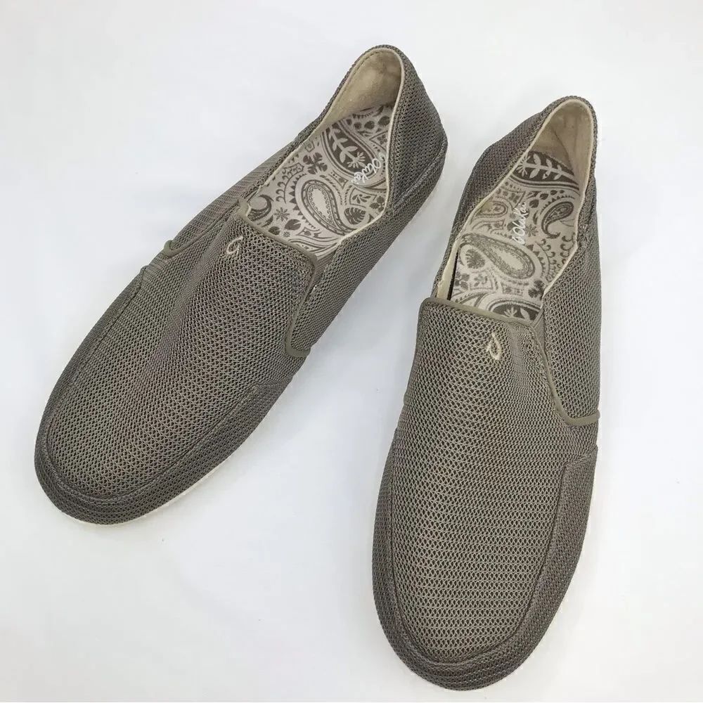 Olukai Waialua MeshโOlive Textile Convertible Slip On Casual DeckโLoafers